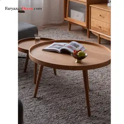 میز جلو مبلی و عسلی فریازان دکور مدل لبه دار چوب بلوط
