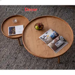 میز جلو مبلی و عسلی فریازان دکور مدل لبه دار چوب بلوط