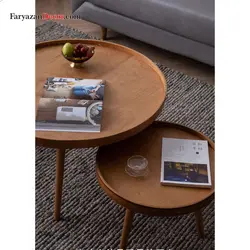میز جلو مبلی و عسلی فریازان دکور مدل لبه دار چوب بلوط