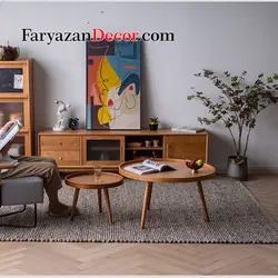 میز جلو مبلی و عسلی فریازان دکور مدل لبه دار چوب بلوط