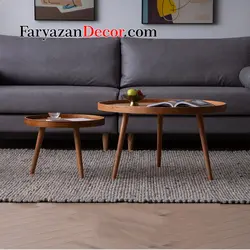 میز جلو مبلی و عسلی فریازان دکور مدل لبه دار چوب بلوط