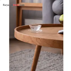 میز جلو مبلی و عسلی فریازان دکور مدل لبه دار چوب بلوط