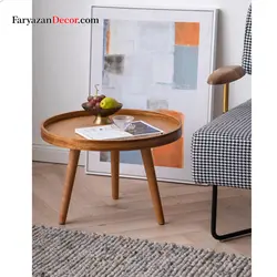 میز جلو مبلی و عسلی فریازان دکور مدل لبه دار چوب بلوط