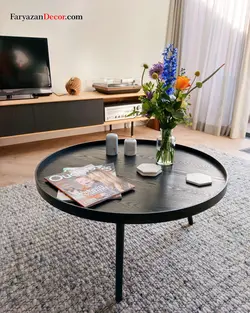 میز جلو مبلی و عسلی فریازان دکور مدل لبه دار چوب بلوط