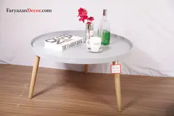 میز جلو مبلی فریازان دکور مدل لبه دار پایه خودرنگ قطر ۶۰ تا ۱۰۰