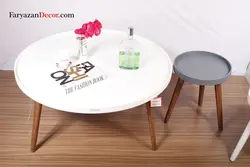 میز جلو مبلی فریازان دکور مدل لبه دار پایه خودرنگ قطر ۶۰ تا ۱۰۰