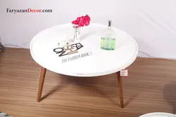 میز جلو مبلی فریازان دکور مدل لبه دار پایه خودرنگ قطر ۶۰ تا ۱۰۰