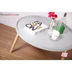 میز جلو مبلی فریازان دکور مدل لبه دار پایه خودرنگ قطر ۶۰ تا ۱۰۰