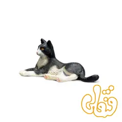 گربه دراز کشیده سفید و مشکی Cat Lying Black and White 387367