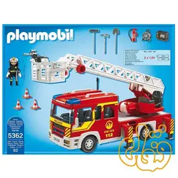 ماشین نردبان آتش نشانی پلی موبیل Fire Truck Ladder Unit with Lights &amp; Sounds Playset 5362