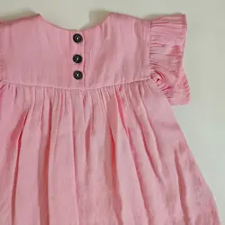 پیراهن نخی دخترانه سه دکمه