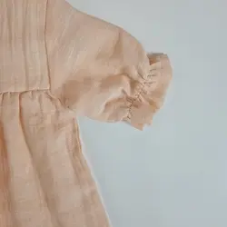 پیراهن نخی دخترانه سه دکمه