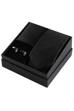 کراوات دکمه سرآستین ست جعبه‎دار کادو دستمال &amp; مشکی برند Esgue کد 1666712706