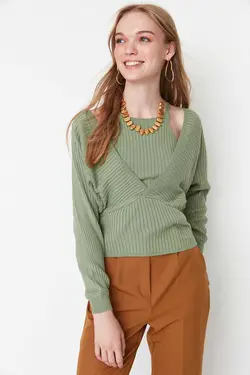ست بافتنی پلیور بلوز نعنایی رنگ برند TRENDYOLMİLLA کد 1666705971