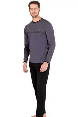 لباس راحتی نوشته آستین چاپی بلند یقه گرد دار مردانه 100پنبه برند Pierre Cardin کد 1666730108