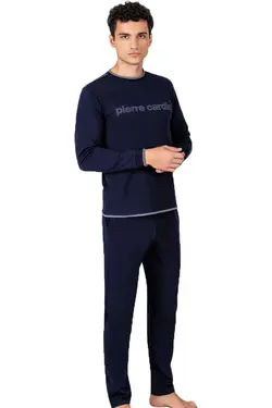لباس راحتی نوشته پنبه آستین چاپی بلند یقه گرد دار مردانه برند Pierre Cardin کد 1666729510