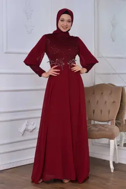 لباس مجلسی پوشیده پولک دوز پولکی زرشکی برند İSTANBULSTYLEMODA کد 1666987503