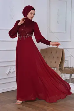 لباس مجلسی پوشیده پولک دوز پولکی زرشکی برند İSTANBULSTYLEMODA کد 1666987503