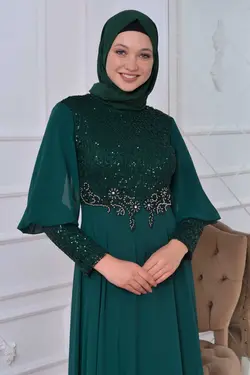 لباس مجلسی پوشیده پولک دوز پولکی سبز برند İSTANBULSTYLEMODA کد 1667162404