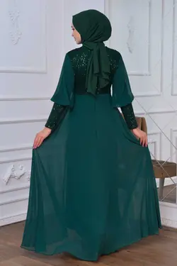 لباس مجلسی پوشیده پولک دوز پولکی سبز برند İSTANBULSTYLEMODA کد 1667162404