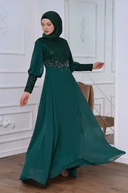 لباس مجلسی پوشیده پولک دوز پولکی سبز برند İSTANBULSTYLEMODA کد 1667162404