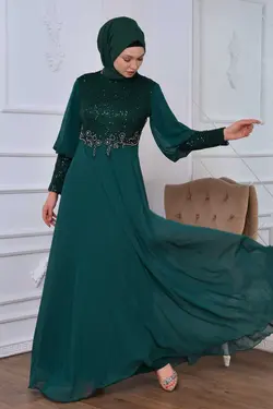 لباس مجلسی پوشیده پولک دوز پولکی سبز برند İSTANBULSTYLEMODA کد 1667162404