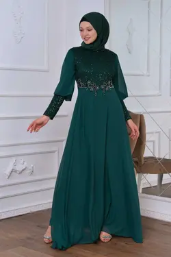 لباس مجلسی پوشیده پولک دوز پولکی سبز برند İSTANBULSTYLEMODA کد 1667162404