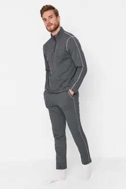 لباس راحتی بافتنی متناسب 2نخ دوخت خاکستری آنتراسیت مردانه برند TRENDYOL MAN کد 1667440205