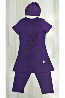 مایو تایت‎دار استخر قد نیمه آستین کوتاه بنفش دخترانه برند MARESİVA کد 1667387422