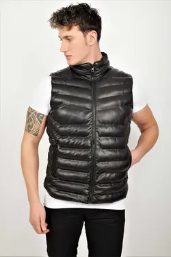 جلیقه الیاف چرم مشکی مردانه برند EL YAPIMI کد 1667327406