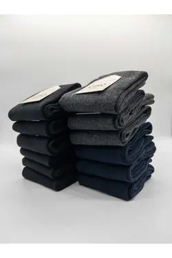 جوراب پنبه ای تک رنگ 12ست ساده مردانه برند CİHO کد 1667581258