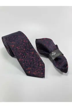 کراوات با دستمال قرمز سرمه ای مردانه برند PİERRONİ کد 1667637006