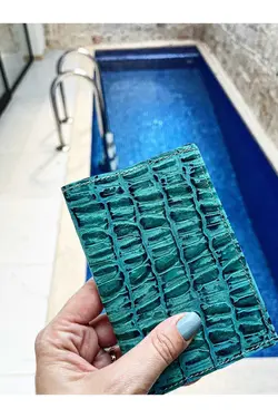 کاور مسافرتی 2عدد چاپی سوسماری سری چرم اصل فیروزه ای = برند Pinkylola Design کد 1667635563