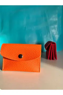 کیف پول چرم مصنوعی کلفت مدل نارنجی , جا کارتی چندتایی برند Pinkylola Design کد 1667634603