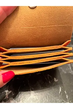 کیف پول چرم مصنوعی کلفت مدل نارنجی , جا کارتی چندتایی برند Pinkylola Design کد 1667634603