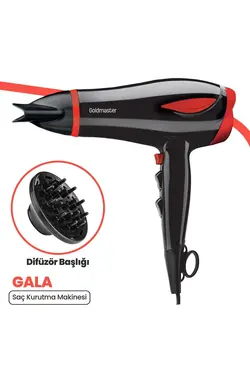 دستگاه خشک کن سر/مو 22000 قرمز دیفیوزر برند GoldMaster کد 1668270131