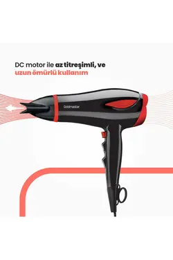 دستگاه خشک کن سر/مو 22000 قرمز دیفیوزر برند GoldMaster کد 1668270131