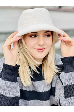 کلاه سطل زمستانی مخمل اسکی مدل رنگ سفید برند Moda Kızı Butik کد 1668468364