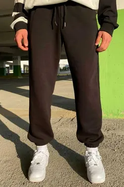 شلوار راحتی زمستانی پنبه ای پاچه لاستیک کلفت 3نخ مشکی برند MAYYGO کد 1668567305