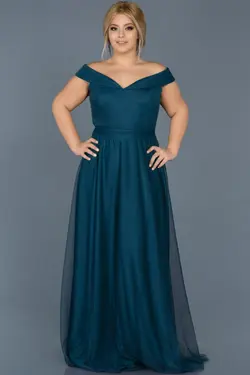 پیراهن سایز بزرگ یقه قایقی زنانه سبز نفتی برند Abiyefon کد 1646701269