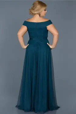 پیراهن سایز بزرگ یقه قایقی زنانه سبز نفتی برند Abiyefon کد 1646701269