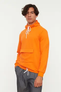سوییشرت متناسب مردانه نارنجی برند TRENDYOL MAN کد 1645805480