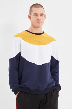 سوییشرت متناسب مردانه سرمه ای برند TRENDYOL MAN کد 1645805489