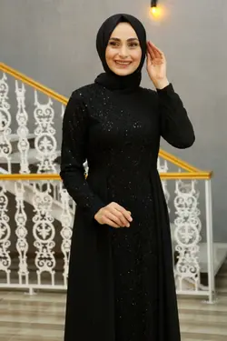 لباس مجلسی پوشیده پولک دوز مشکی برند Feiza Collection کد 1645578489