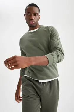 سوییشرت متناسب آستین بلند ساده یقه گرد برند Defacto کد 1645547422