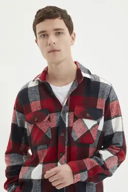 پیراهن ست متناسب مردانه جیب‌دار قرمز برند TRENDYOL MAN کد 1645298439