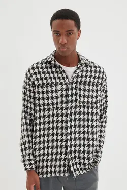 پیراهن گشاد مردانه یقه دو جیبه آستین بلند مشکی برند TRENDYOL MAN کد 1645298433