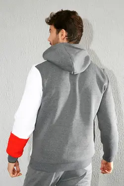 سوییشرت تیکه دار اسلیم فیت خاکستری آنتراسیت برند Sateen Men کد 1644907187