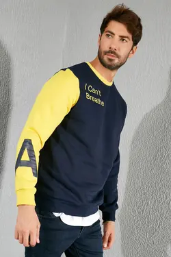 سوییشرت چاپی جلو سورمه ای-زرد برند Sateen Men کد 1644907182