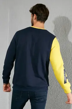 سوییشرت چاپی جلو سورمه ای-زرد برند Sateen Men کد 1644907182